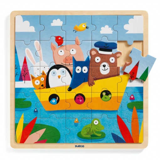 Puzzle lemn Djeco, Toti in barca