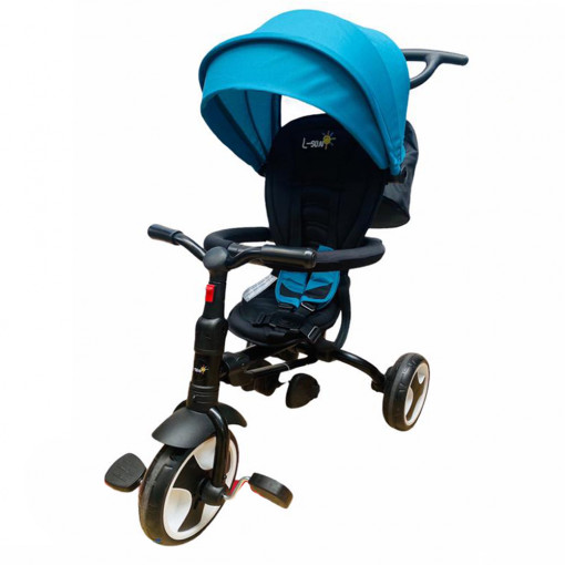 Tricicleta pliabila cu pozitie de somn si scaun rotativ, 1-4 ani, Albastru - TMR-40-albastru