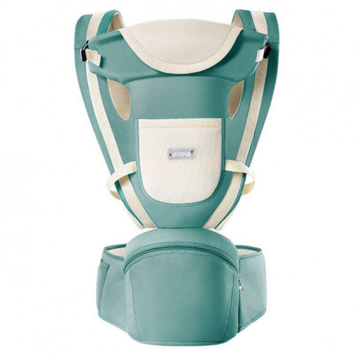 Marsupiu ergonomic pentru bebelusi cu scaunel de sustinere, Verde- HPB-13