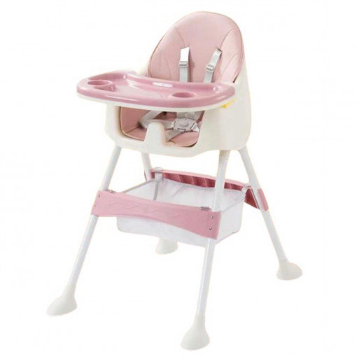 Scaun de masa pentru bebelusi, reglabil pe intaltime, Roz- SMB-03