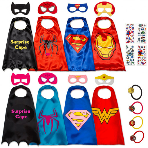 Set 8 costume - Supereroi mix, 4 pentru fete + 4 pentru baieti + bratari cadou - SJC-141