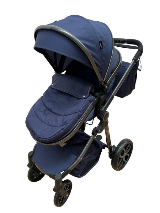 Carucior 2 in 1 cu cos de cumparaturi, transformabil, ușor și practic pentru copii 0-36 luni - CPC-34-bleumarin