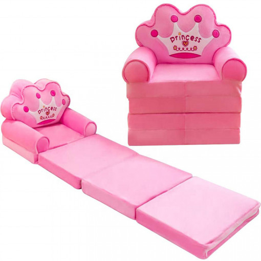 Fotoliu din plus extensibil in 4 pliuri - Princess - 150 cm - Roz - FPE-49