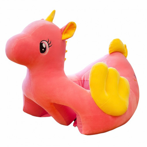 Fotoliu din plus pentru bebelusi cu spatar si suport de picioare, Unicorn, 50 cm, FPS-23-roz