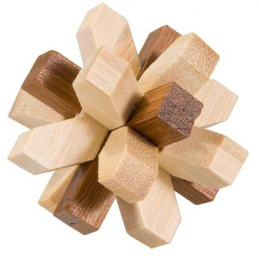 Joc logic IQ din lemn bambus in cutie metalica Crystal