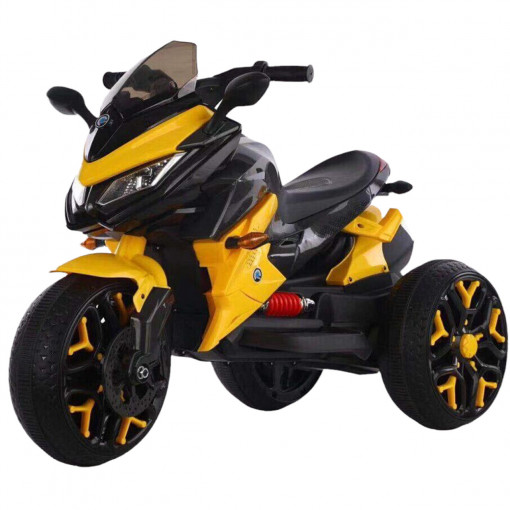 Motocicleta electrica cu 2 motoare, pentru copii, 2-10 ani, Galben- ME-23