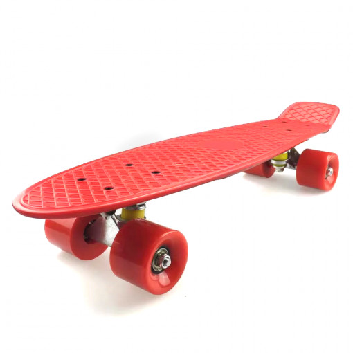 Skateboard copii cu roti de silicon - 55 cm - Rosu - SKB-09