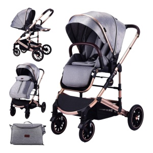 Carucior 2 in 1 reversibil, compact și pliabil tip carte - CPC-64-gri
