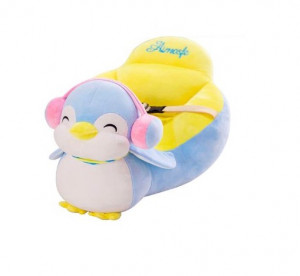 Fotoliu din plus pentru bebelusi cu spatar, Pinguin, 45 cm, Multicolor, FPS-16
