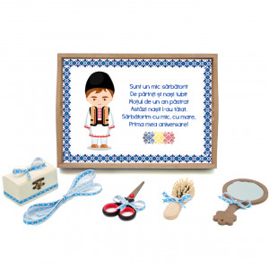 Tavita mot cu 6 piese cu fundite albastre traditionale - Taran - 35x20 cm - TPM-109