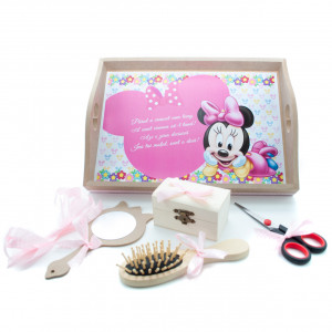 Tavita mot cu 6 piese si fundite roz - Minnie Mouse - 35x20 cm - TPM-17
