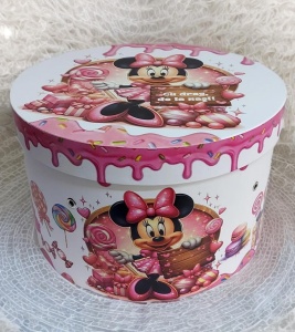 Cutie trusou botez colorata, 30x30 cm, Minnie Mouse,Roz - CPT-35