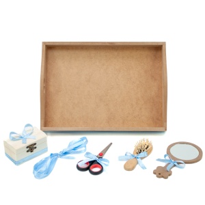 Tavita mot cu 6 piese cu fundite bleu cu buline - 35x20 cm - TPM-test