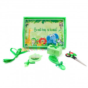 Tavita mot cu 6 piese lime cu fundite verzi cu buline - Zoo - 35x20 cm - TPM-69