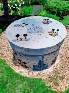 Cutie trusou botez colorata, 30x30 cm, Baby Mickey Mouse, Albastru - CPT-55