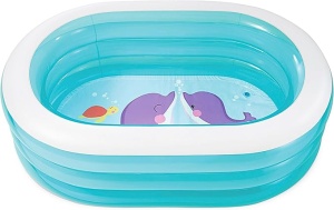Piscină gonflabilă ovală Intex Sea Friends turcoaz cu 3 camere de aer