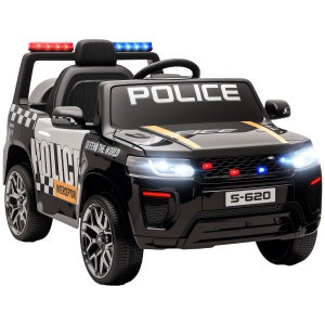 Mașină Electrică de Poliție pentru Copii 12V cu Telecomandă, Sirenă și Lumini Intermitente, Vârsta 3-5 Ani, Negru