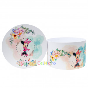 Cutie trusou botez, 30x30 cm, Minnie, Roz-Bleu - CPT-12