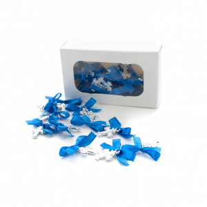 Set 30 marturii pentru botez, cruciulite din plastic cu funda albastru electric- MPB-02