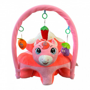 Fotoliu din plus pentru bebelusi cu decupaj pentru picioare, spatar si arcada, Unicorn Roz, 53 cm, Rosu, FPS-176
