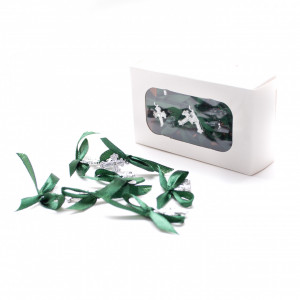 Set 30 marturii pentru botez, cruciulite din plastic cu funda verde - MPB-12