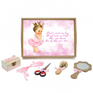 Tavita mot cu 6 piese cu fundite roz cu buline - Bebe Printesa - 35x20 cm - TPM-107