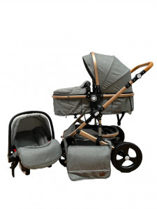 Carucior 2 in 1 pentru copii, cu landou reversibil si suspensii, 0-36 luni - CPC-30-gri
