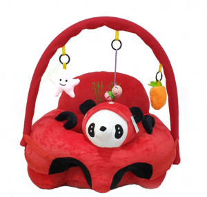 Fotoliu din plus pentru bebelusi cu spatar si arcada, Panda, 53 cm, Rosu, FPS-79