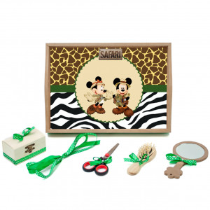 Tavita mot cu 6 piese cu fundite verzi cu buline - Mickey & Minnie Safari - 35x20 cm - TPM-92