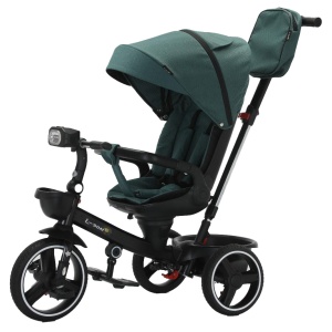 Tricicleta reversibila cu pozitie de somn, cu lumini si muzica, SL06 Verde, TMR-52-verde