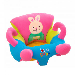 Fotoliu din plus cu spatar si decupaj pentru picioare, Love Baby, Iepuras, 50 cm, Multicolor, FPS-58