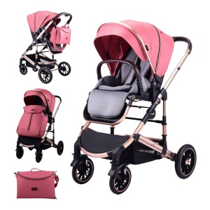 Carucior 2 in 1 reversibil, compact și pliabil, cu geanta inclusa, 0-36 luni CPC-64-rosu