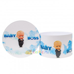 Cutie trusou botez, 30x30 cm, Baby Boss, Alb-Bleu - CPT-07