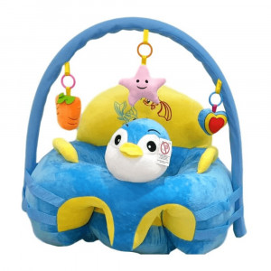 Fotoliu din plus pentru bebelusi cu spatar si arcada, Pinguin, 53 cm, Albastru, FPS-81