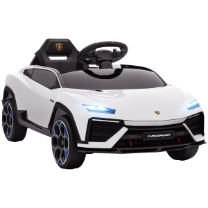 Mașină Electrică pentru Copii Licență Lamborghini cu Claxon și Telecomandă, 101.5x49x43 cm, Albă