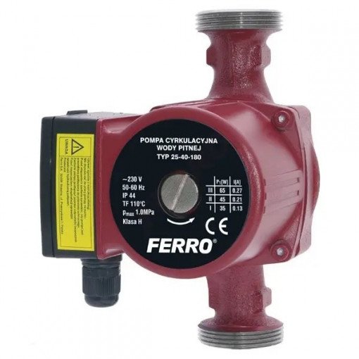 Pompa de recirculare Ferro Weberman 25-40 / 180mm; Q max. 3.5 m³/h; H max. 3,8 m; 230 V