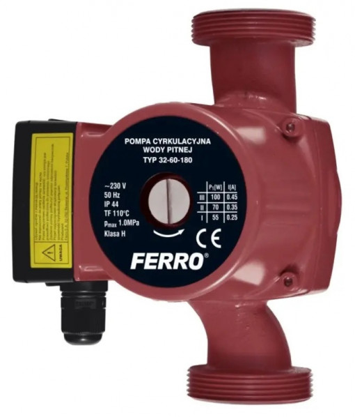 Pompa de recirculare Ferro Weberman 32-60 / 180mm; Q max. 4.5 m³/h; H max. 5,5 m; 230 V