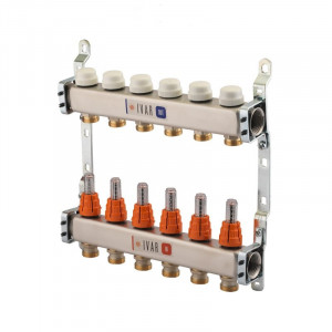 IVAR Set Distribuitor INOX, 1", conexiune EK, cu debitmetre (pentru încălzire în pardoseală)