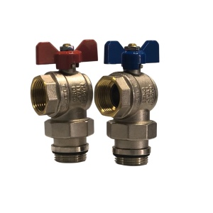 TIEMME - Set de robineți colț D 1", cu olandez pentru coloană sau distribuitor