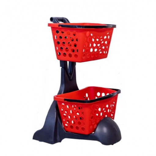Carucior plastic, 25 litri, pentru doua cosuri