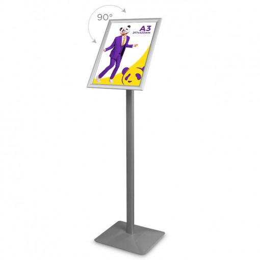 Menu Board A3, aluminiu, 116 cm, afisare portret/landscape, gri