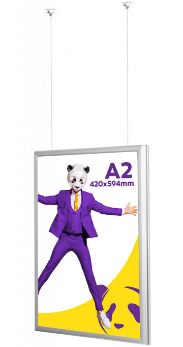 Rama suspendata tip poster A2, argintiu