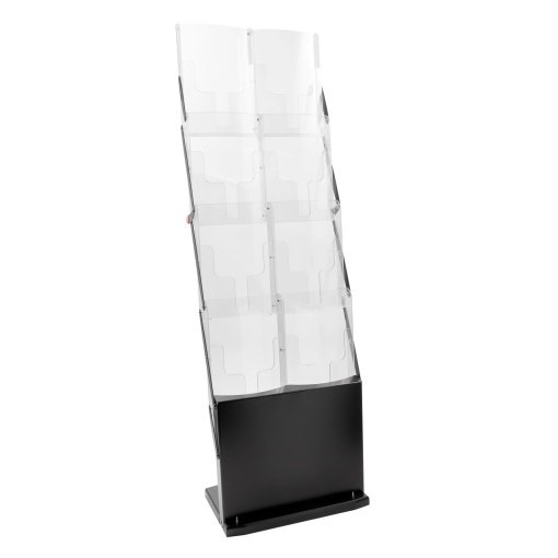 Stand Denver 8 x A4, negru, plexiglas, pentru brosuri, in geanta textila