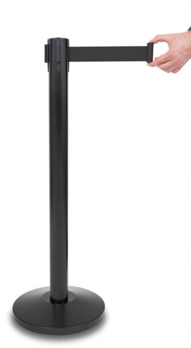 Stalp delimitare otel negru, banda neagra, 235cm