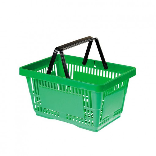 Cos de cumparaturi, 22 litri, verde, din plastic, de mana