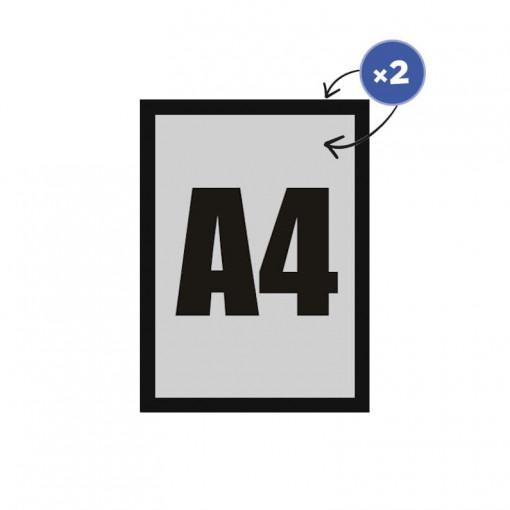 Rama magnetica autoadeziva A4, plastic, neagra, geam/perete, dubla fata