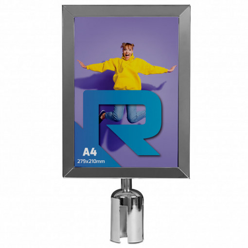 Rama informare cromat  format A4 stalp delimitare