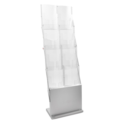 Stand Denver 8 x A4, gri, plexiglas, pentru brosuri, in geanta textila