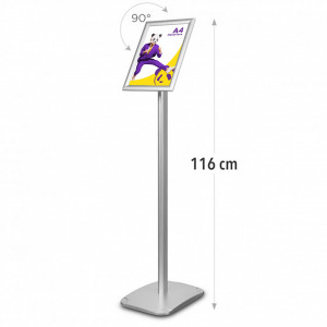 Menu Board A4, aluminiu, 116 cm, afisare portret/landscape, gri