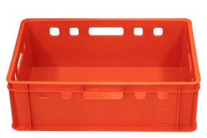 Naveta carne tip E2, Profesionala, 60x40x20cm, Rosu, Plastic HDPE